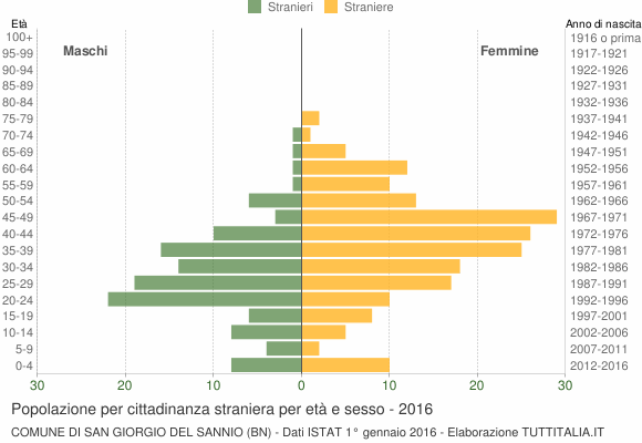 Grafico cittadini stranieri - San Giorgio del Sannio 2016