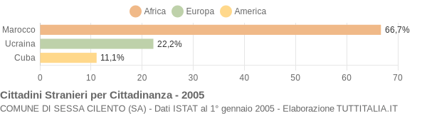 Grafico cittadinanza stranieri - Sessa Cilento 2005