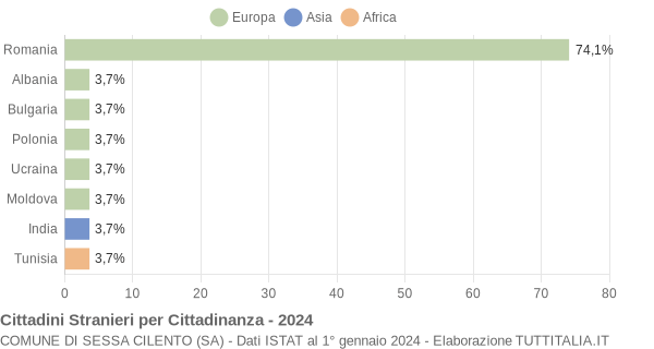 Grafico cittadinanza stranieri - Sessa Cilento 2024