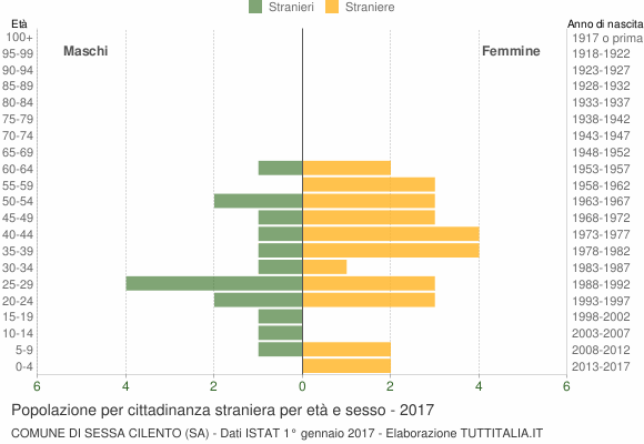 Grafico cittadini stranieri - Sessa Cilento 2017