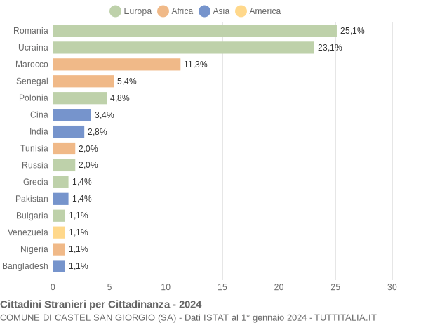 Grafico cittadinanza stranieri - Castel San Giorgio 2024