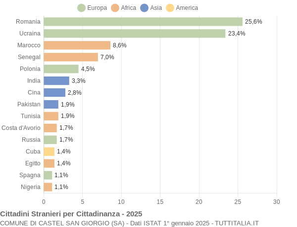 Grafico cittadinanza stranieri - Castel San Giorgio 2025