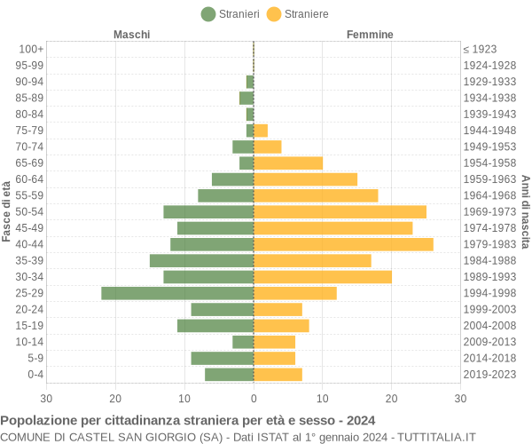 Grafico cittadini stranieri - Castel San Giorgio 2024