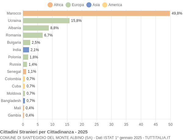 Grafico cittadinanza stranieri - Sant'Egidio del Monte Albino 2025