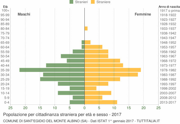 Grafico cittadini stranieri - Sant'Egidio del Monte Albino 2017