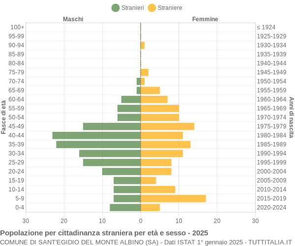 Grafico cittadini stranieri - Sant'Egidio del Monte Albino 2025