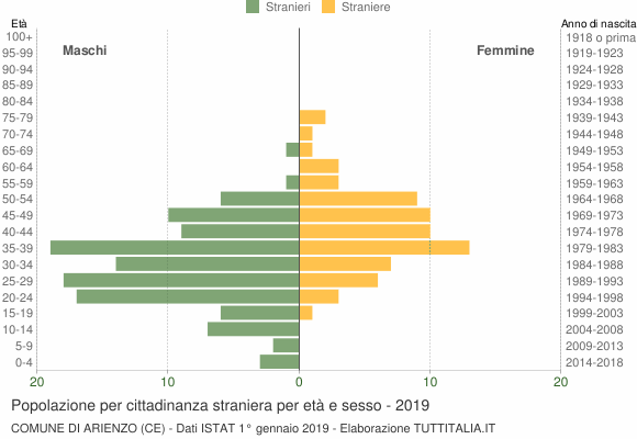 Grafico cittadini stranieri - Arienzo 2019