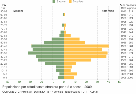 Grafico cittadini stranieri - Capri 2009