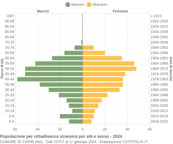 Grafico cittadini stranieri - Capri 2024