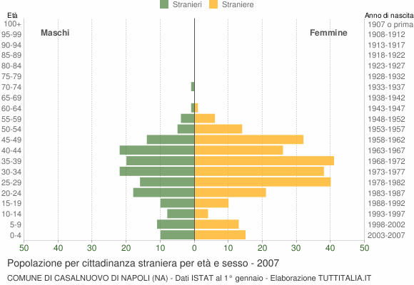 Grafico cittadini stranieri - Casalnuovo di Napoli 2007