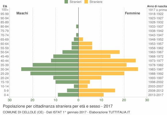 Grafico cittadini stranieri - Cellole 2017