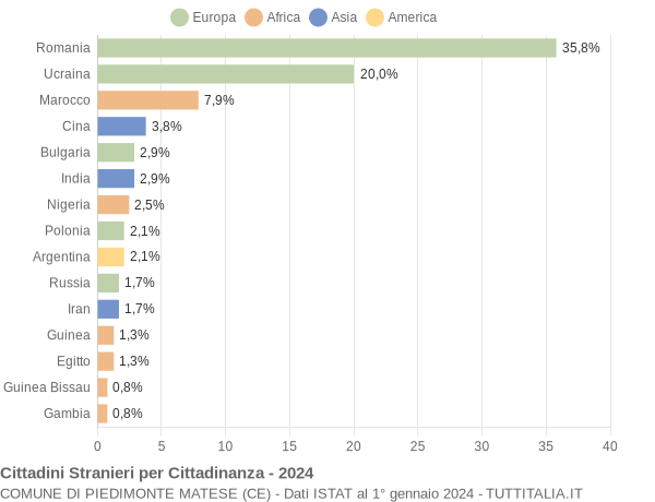 Grafico cittadinanza stranieri - Piedimonte Matese 2024