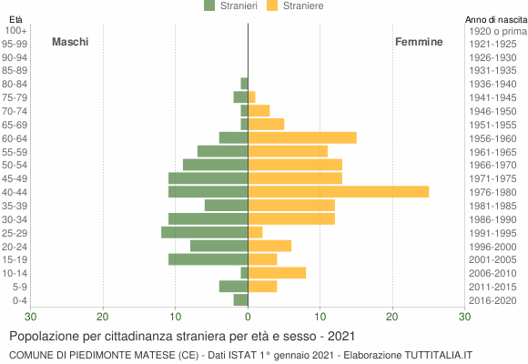 Grafico cittadini stranieri - Piedimonte Matese 2021