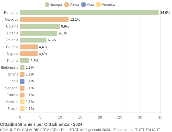 Grafico cittadinanza stranieri - Calvi Risorta 2024