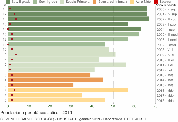 Grafico Popolazione in età scolastica - Calvi Risorta 2019