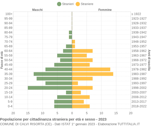 Grafico cittadini stranieri - Calvi Risorta 2023