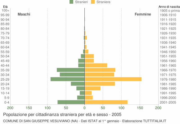 Grafico cittadini stranieri - San Giuseppe Vesuviano 2005