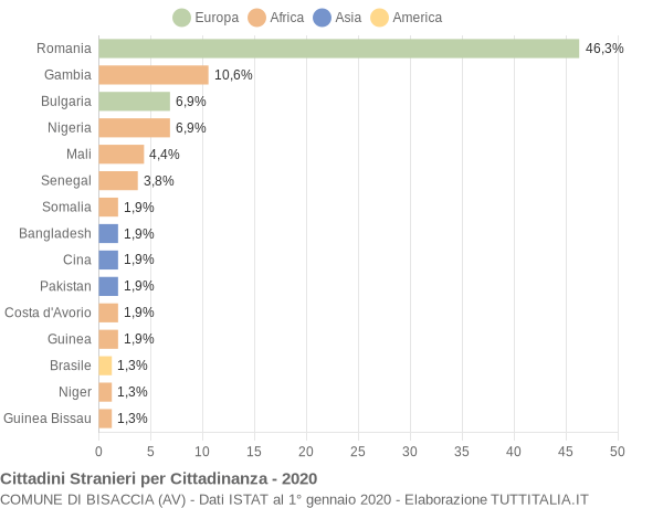 Grafico cittadinanza stranieri - Bisaccia 2020