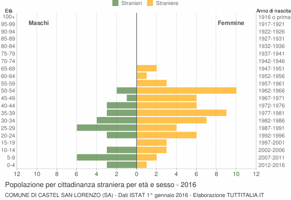 Grafico cittadini stranieri - Castel San Lorenzo 2016