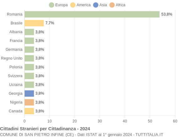 Grafico cittadinanza stranieri - San Pietro Infine 2024