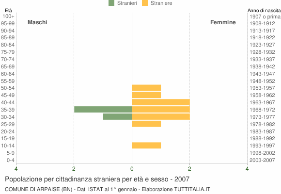 Grafico cittadini stranieri - Arpaise 2007