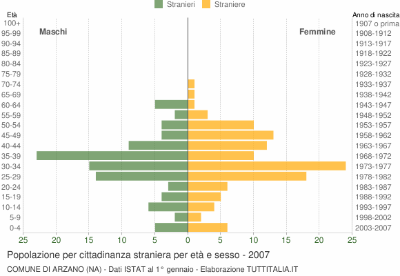 Grafico cittadini stranieri - Arzano 2007