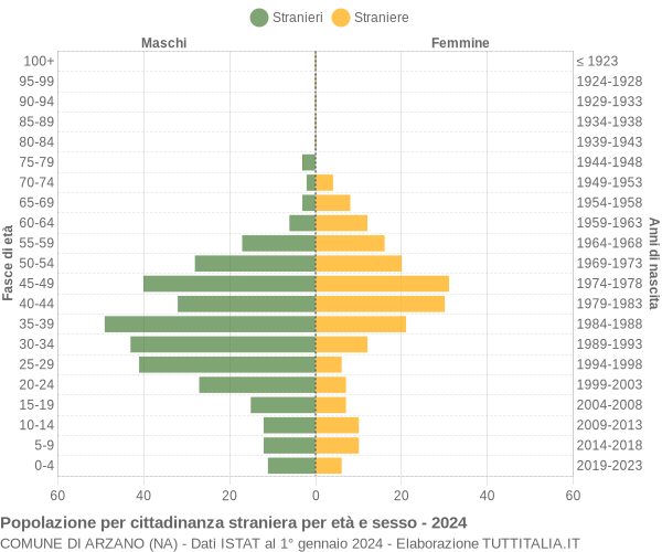 Grafico cittadini stranieri - Arzano 2024