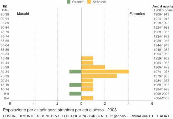 Grafico cittadini stranieri - Montefalcone di Val Fortore 2008