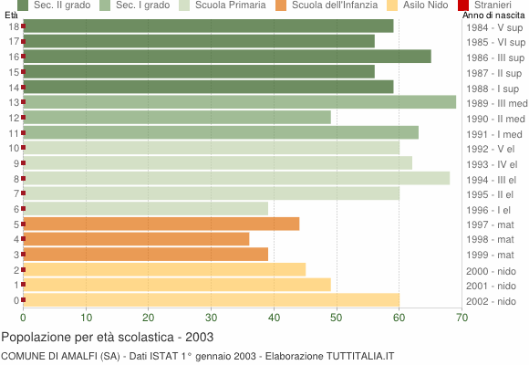 Grafico Popolazione in età scolastica - Amalfi 2003