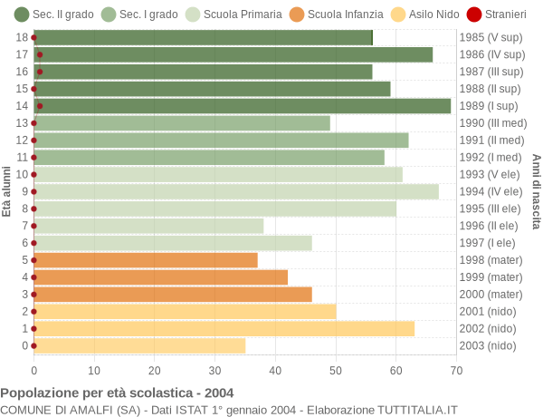 Grafico Popolazione in età scolastica - Amalfi 2004