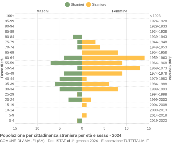 Grafico cittadini stranieri - Amalfi 2024