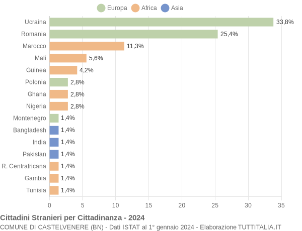 Grafico cittadinanza stranieri - Castelvenere 2024