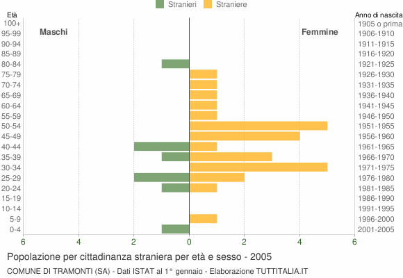Grafico cittadini stranieri - Tramonti 2005
