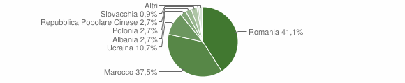 Grafico cittadinanza stranieri - Paolisi 2010