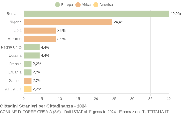 Grafico cittadinanza stranieri - Torre Orsaia 2024