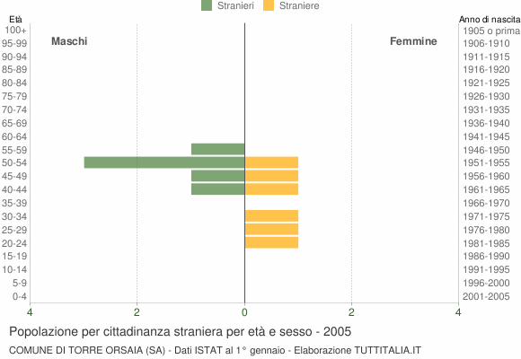 Grafico cittadini stranieri - Torre Orsaia 2005
