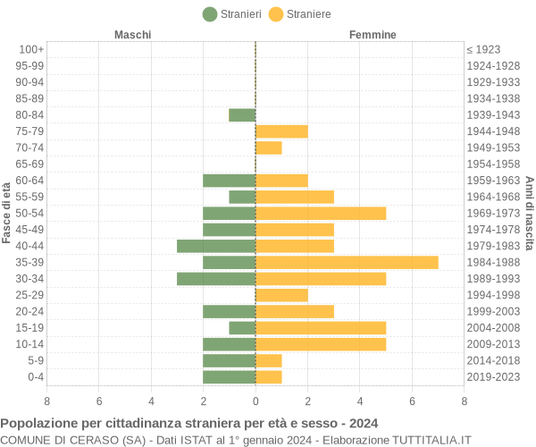 Grafico cittadini stranieri - Ceraso 2024