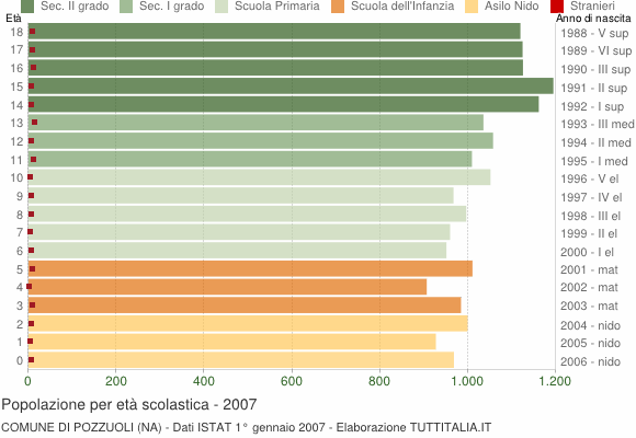 Grafico Popolazione in età scolastica - Pozzuoli 2007