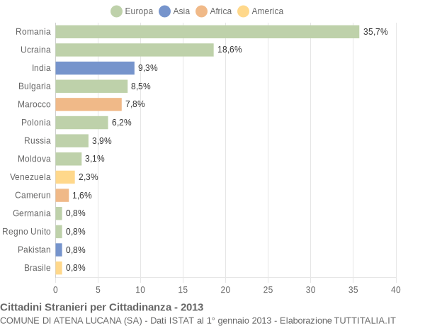 Grafico cittadinanza stranieri - Atena Lucana 2013