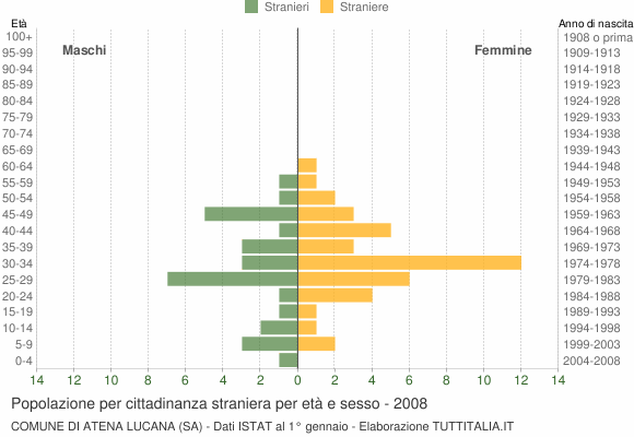 Grafico cittadini stranieri - Atena Lucana 2008