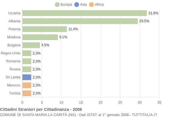 Grafico cittadinanza stranieri - Santa Maria la Carità 2008