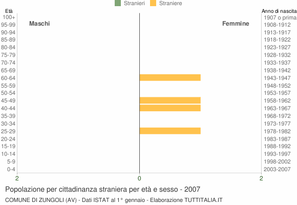 Grafico cittadini stranieri - Zungoli 2007