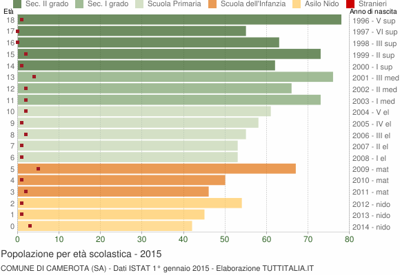 Grafico Popolazione in età scolastica - Camerota 2015