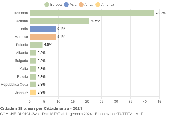 Grafico cittadinanza stranieri - Gioi 2024