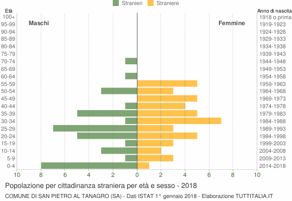 Grafico cittadini stranieri - San Pietro al Tanagro 2018