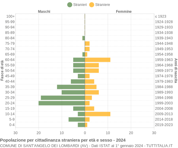 Grafico cittadini stranieri - Sant'Angelo dei Lombardi 2024