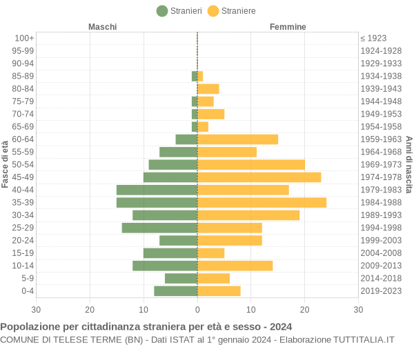 Grafico cittadini stranieri - Telese Terme 2024