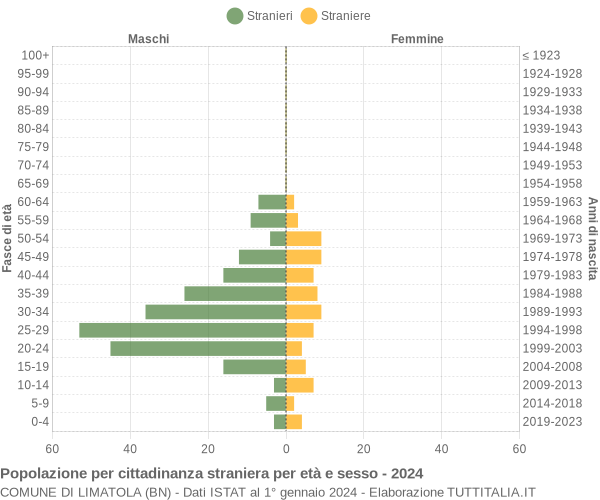 Grafico cittadini stranieri - Limatola 2024