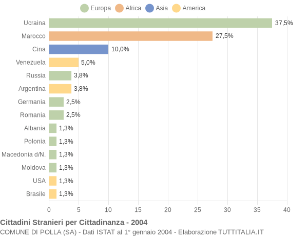 Grafico cittadinanza stranieri - Polla 2004