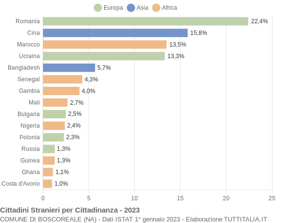 Grafico cittadinanza stranieri - Boscoreale 2023